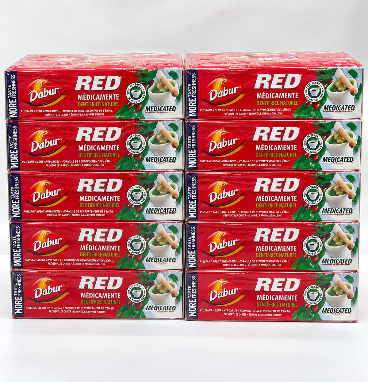 10x dabur herbal red medicament, toothpaste, 130g each