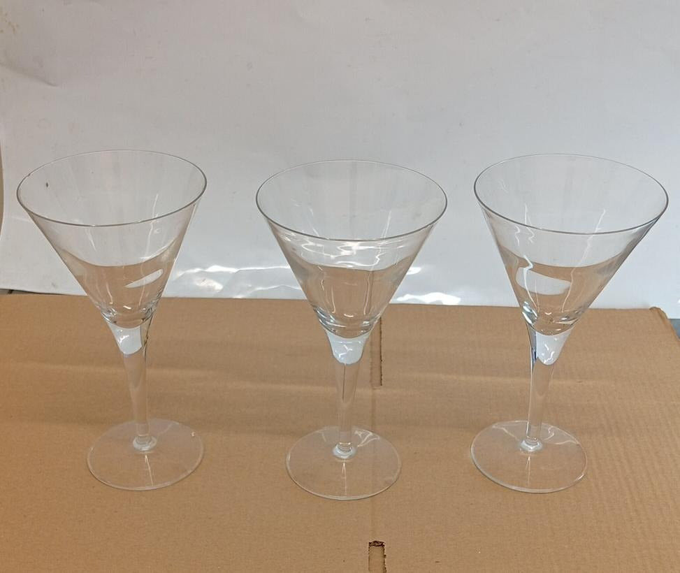 Set Of 5 Martini Cocktail Glasses Clear Stemmed Drinking Glass Bar Glassware