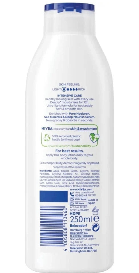 6x NIVEA Express Hydration Body Lotion Normal to Dry Skin 250ml
