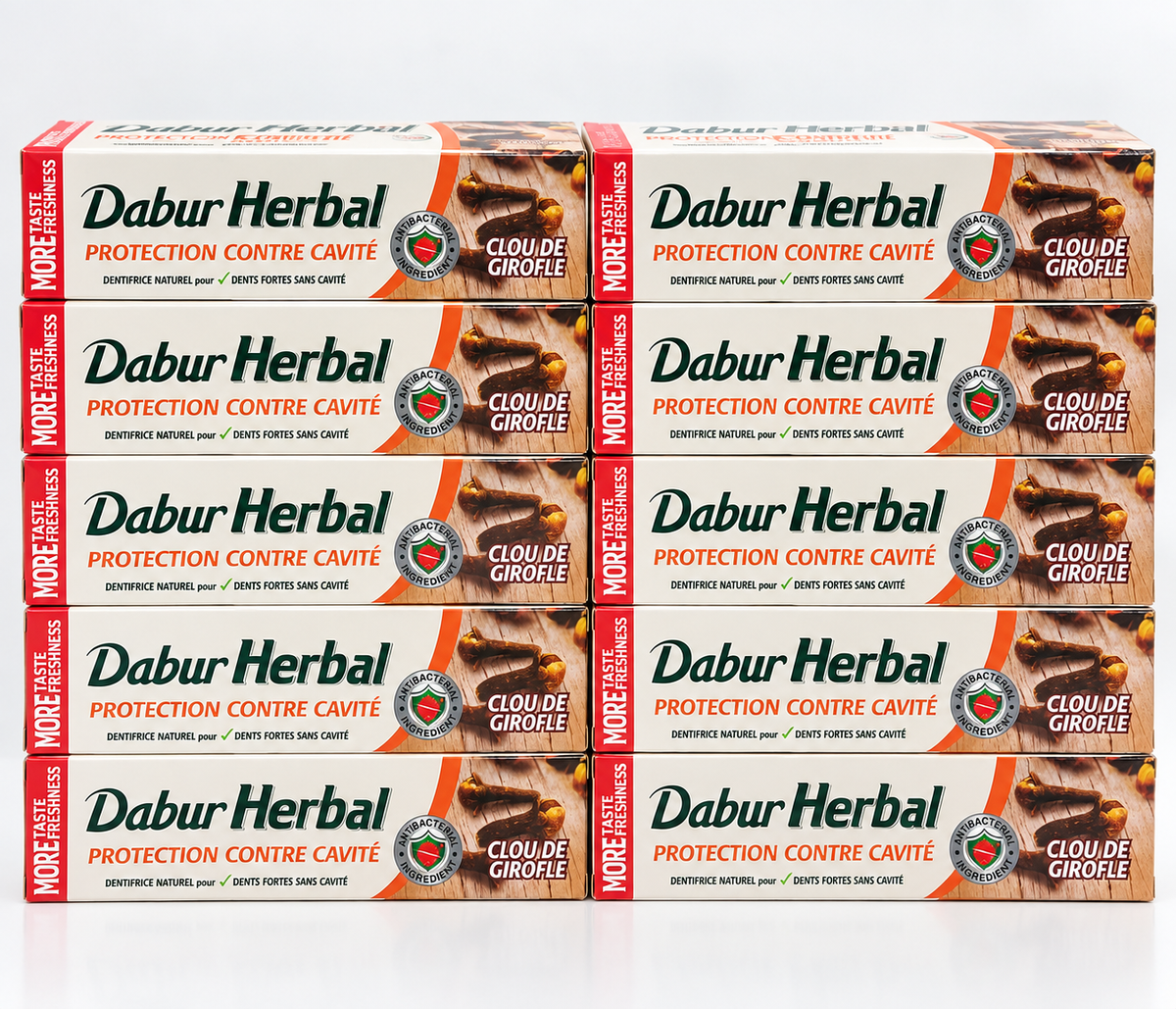 10 x Dabur Herbal Clove Toothpaste Cavity Protection Herbal Dental Care 130g - Exp. Feb 2028