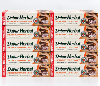 10 x Dabur Herbal Clove Toothpaste Cavity Protection Herbal Dental Care 130g - Exp. Feb 2028
