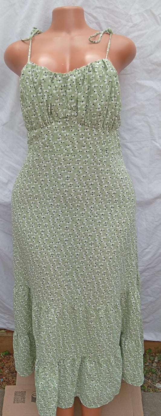 Quiz Women’s Green Floral Midi Maxi Dress UK 14 EU 42 US 10 Boho Summer