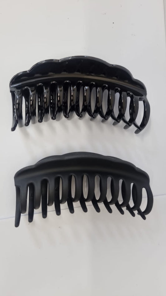 2-Piece Black Hair Claw Clips – Matte &amp; Glossy finish