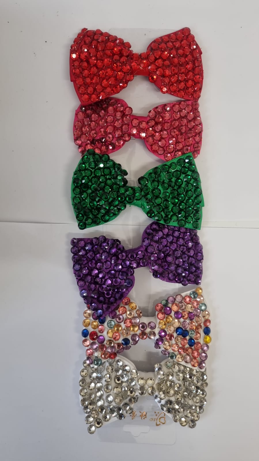6-Piece Rhinestone Bow Hair Clips – Colourful Sparkly Girls Hair Accessories