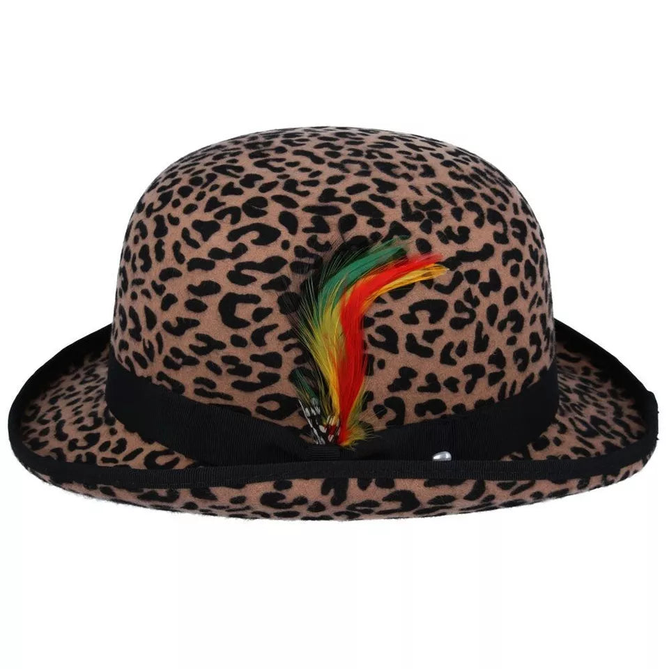 Classic English Wool Bowler Hat - Leopard Medium: 57cm (7 1/4)