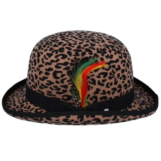 Classic English Wool Bowler Hat - Leopard Medium: 57cm (7 1/4)
