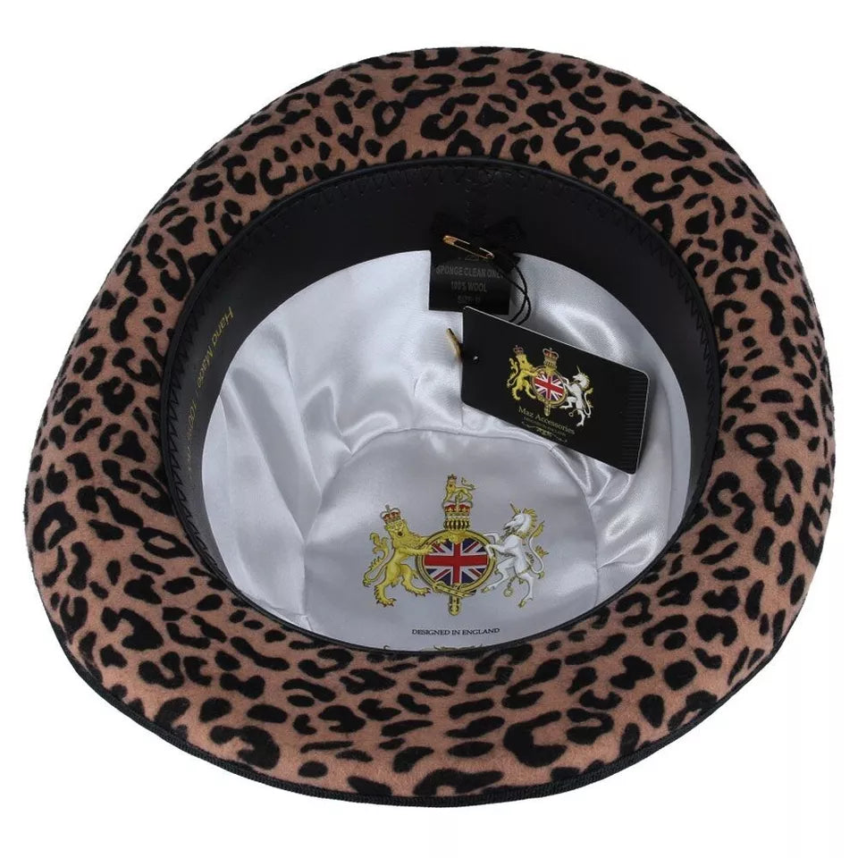 Classic English Wool Bowler Hat - Leopard Medium: 57cm (7 1/4)