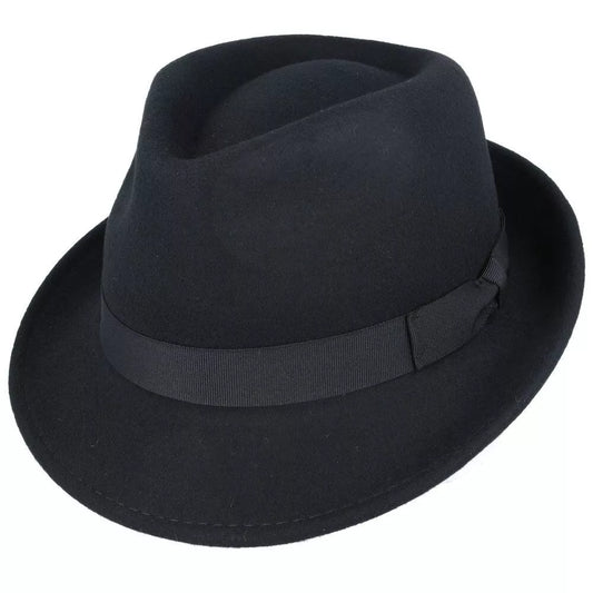 Crushable Wool Felt Trilby Hat - Black Medium (M): 56 - 57 cm (7 to 7 1/8)