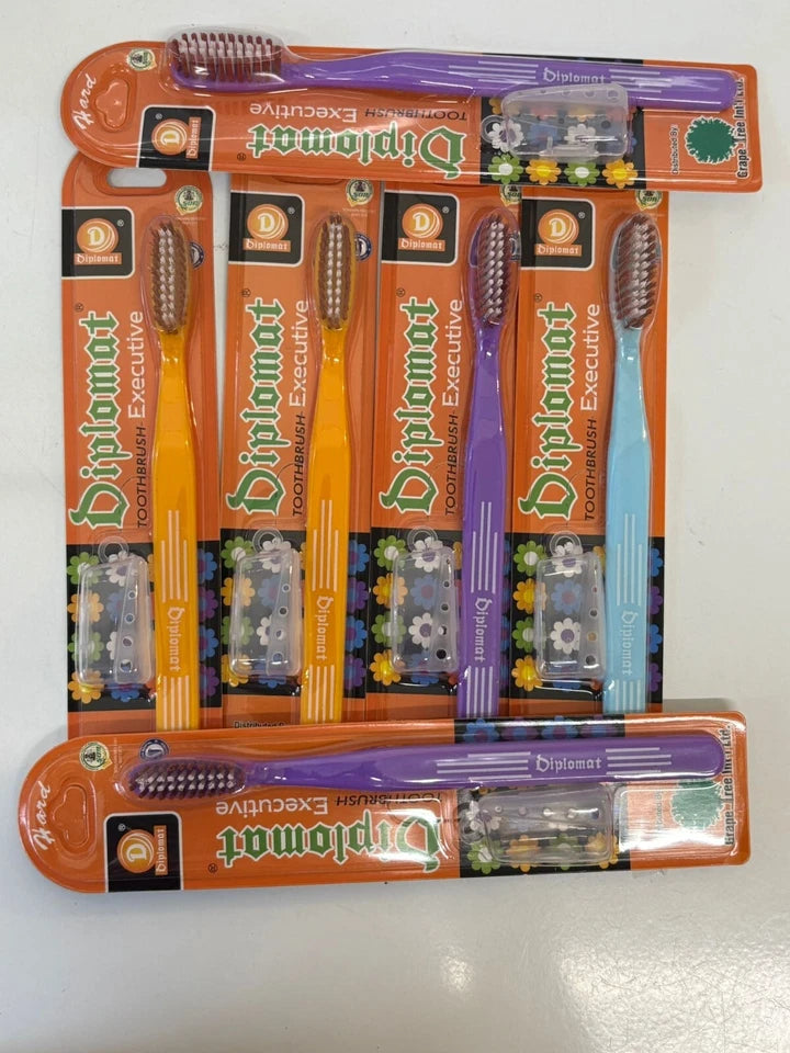 Diplomat Executive Toothbrush – Medium Bristle | Pack of 6 with Protective Cover
