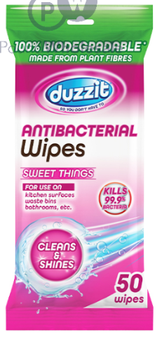 3 x Duzzit Sweet Things Biodegradable Anti-Bacterial Wipes 50 Pack Pallet Deal