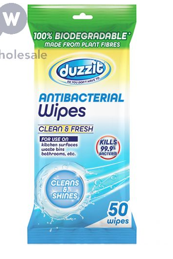 3 x Duzzit Clean & Fresh Biodegradable Anti-Bacterial Wipes 50 Pack