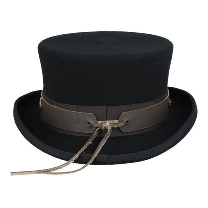 Gothic Dressage Steampunk Top Hat with Laced Brown Leather Band -LARGE 59CM