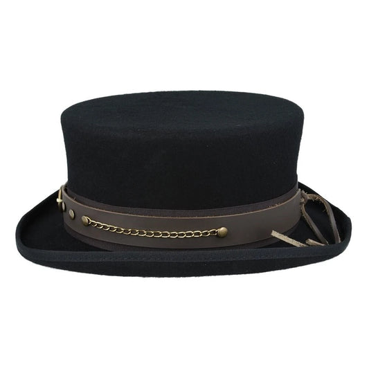 Gothic Dressage Steampunk Top Hat with Laced Brown Leather Band -LARGE 59CM