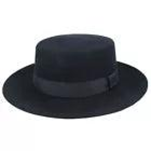 Black Wool Felt Pork Pie Hat – Wide Brim, Flat Crown - Medium 57cm