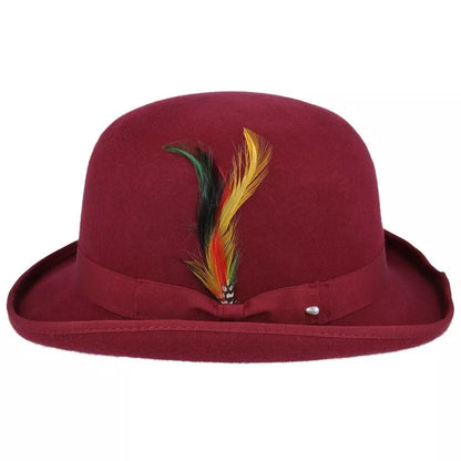 Classic Wool Bowler Hat -MAROON - Large: 59cm (7 1/2)