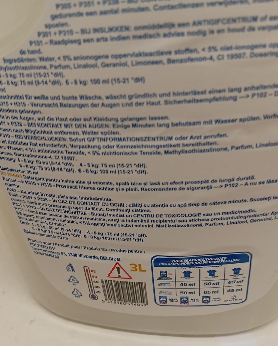 2x Panda Marseille Liquid Laundry Detergent 3L Family Pack