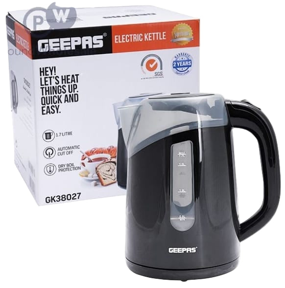 Geepas Electric Black Cordless Kettle 1.7L