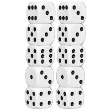 12pcs Standard White Dice – Black Dots – Classic Game Dice Set
