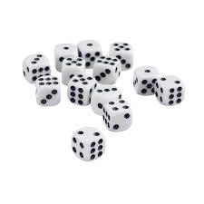 12pcs Standard White Dice – Black Dots – Classic Game Dice Set
