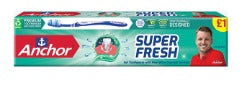 2 x Anchor Super Fresh Micro Crystal Gel Toothpaste 75ml With Toothbrush