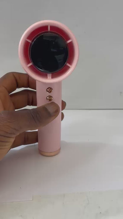 FAN Digital Handheld Small Fan Rechargeable Portable USB Cooling Fan with LED Display – Pink