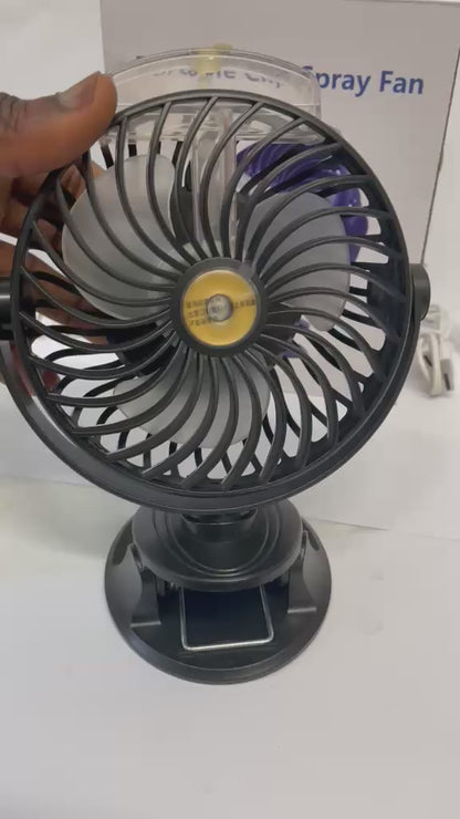 Portable Black Wireless Clip Spray Fan USB Rechargeable Desk Fan