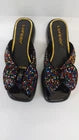 LUFEIDI Women’s Black Slides with Colourful Rhinestone Bow – UK 5.5 (EU 39)