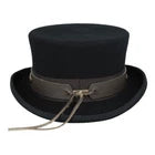 Gothic Steampunk Top Hat Black with Brown Leather Look Band – Size: 57cm (7 1/4)