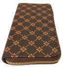 Luxury Brown Patterned Zipper Wallet – Elegant & Durable
