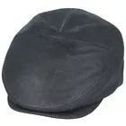 GladwinBond Sheepskin Leather Flat Cap- Black - Vintage Style X-Large: 61 cm