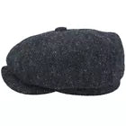 Gladwin Bond Hatters London Herringbone Newsboy Cap-BLACK Large (59cm / 7 1/2)