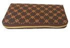 Luxury Brown Patterned Zipper Wallet – Elegant & Durable