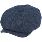 Gladwin Bond Hatters London Herringbone Newsboy Cap-Navy Medium (57cm / 7 1/4)