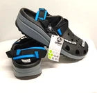 Brand New Unisex Crocs Sandals - Black Blue Strap - Size UK 9.5