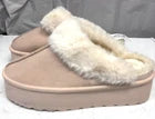 Truffle Collection Women's Pink Faux Fur Platform Slippers UK 7 EU 40 Mule Slip