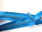 DIAMANTE ZIP, RHINESTONE CHUNK ZIP, CRYSTAL OPEN ENDED 24inch - Blue