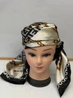 Women’s Fashion Satin Headscarf with Chain & Geometric Print