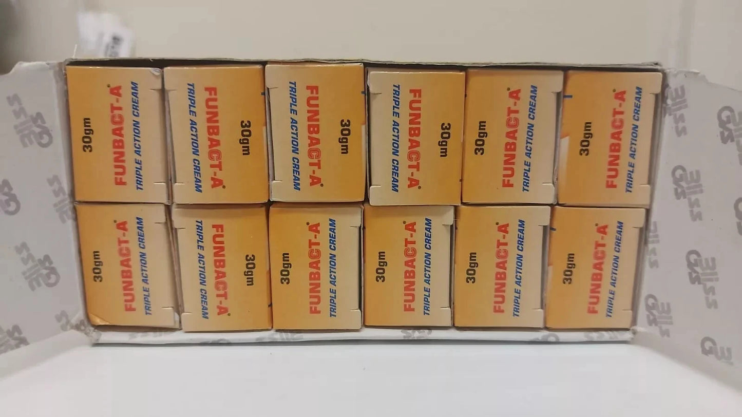 12 x Funbact-A Triple Action Cream (30g) Each (Full Box)