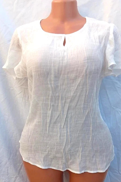 UME White Lightweight Short Sleeve Blouse Top XL