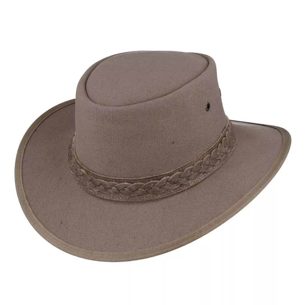 Waxed Canvas Australian Western Outback Cowboy Hat - Medium (58cm) -Brown