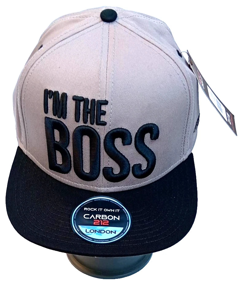 Carbon 212 “I’m The Boss” Grey Black Snapback Cap Flat Peak Hat One Size