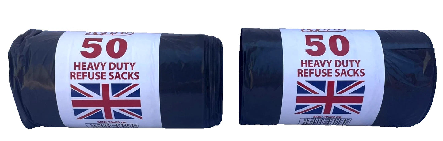 2x MD 50 Heavy Duty Refuse Sacks Rolls – 70x83cm Strong Bin Bags