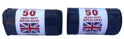 2x MD 50 Heavy Duty Refuse Sacks Rolls – 70x83cm Strong Bin Bags
