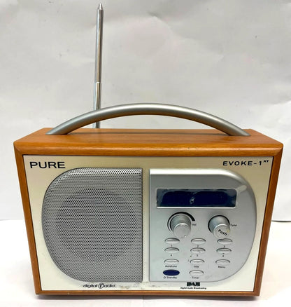 Pure Evoke-1XT DAB Digital Radio Wood Finish Brown Silver Portable Tabletop