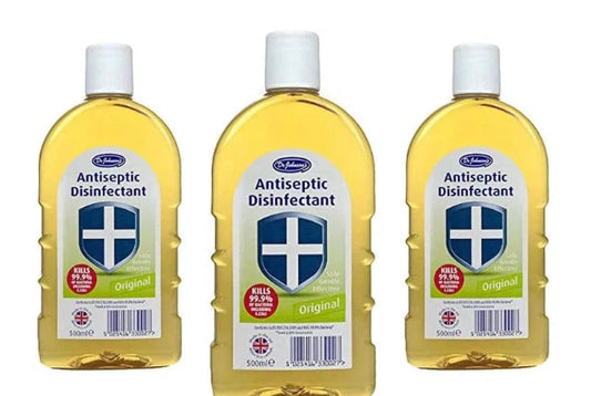 3 x Dr Johnson Antiseptic Disinfectant Kills 99.9% Bacteria Antibacterial 500 ml