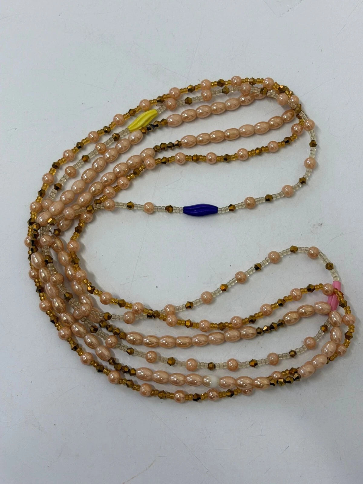 Waist Beads – Pearl & Amber Gold with Accent Colours