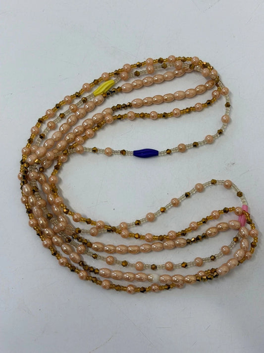 Waist Beads – Pearl & Amber Gold with Accent Colours