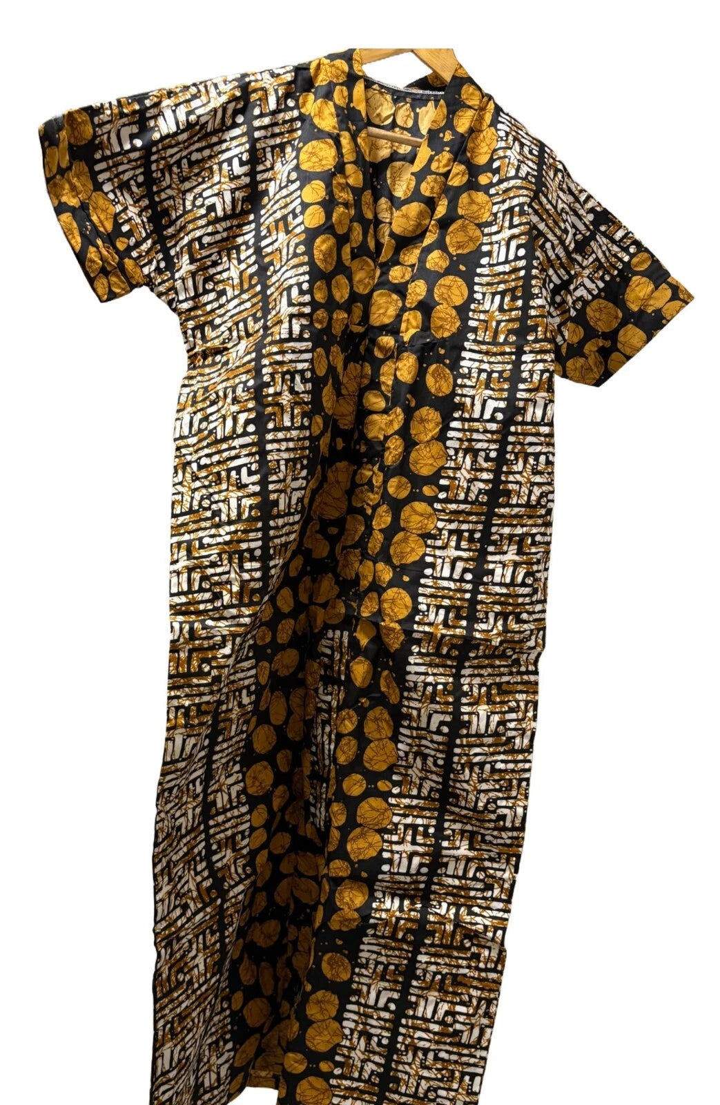 Bubu Gown – Size 16 – Brown & Gold Geometric Ankara