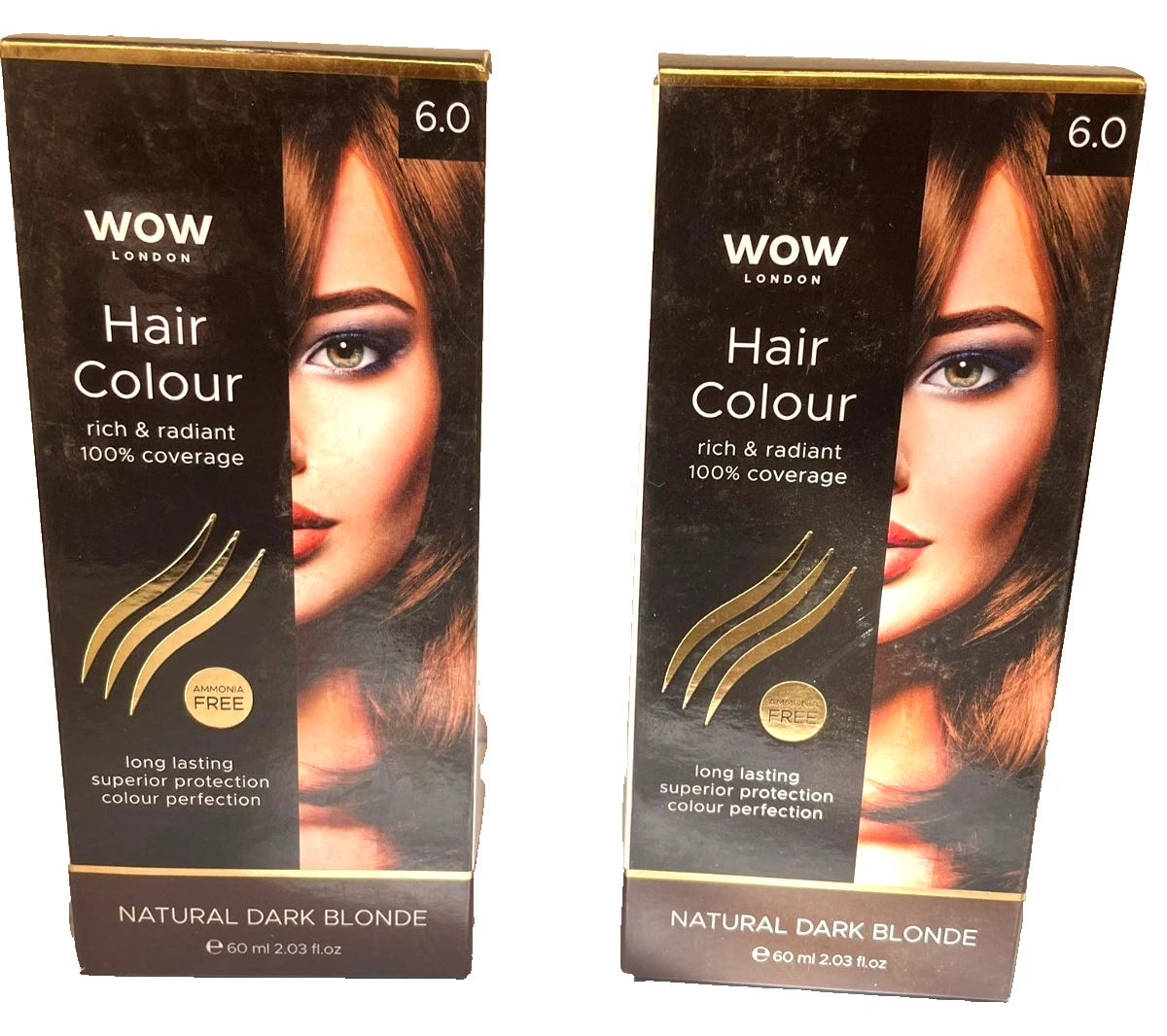 2x WOW London Hair Colour 6.0 Natural Dark Blonde 60ml