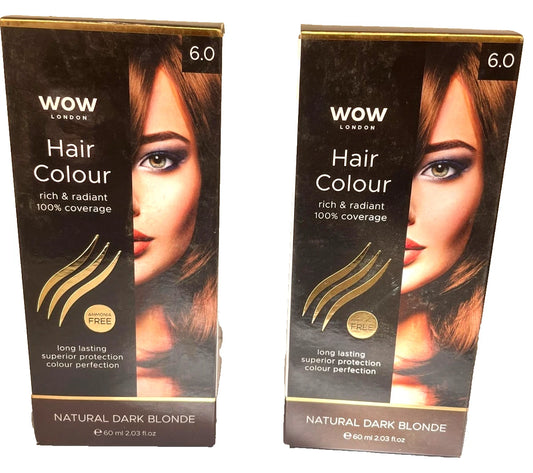 2x WOW London Hair Colour 6.0 Natural Dark Blonde 60ml